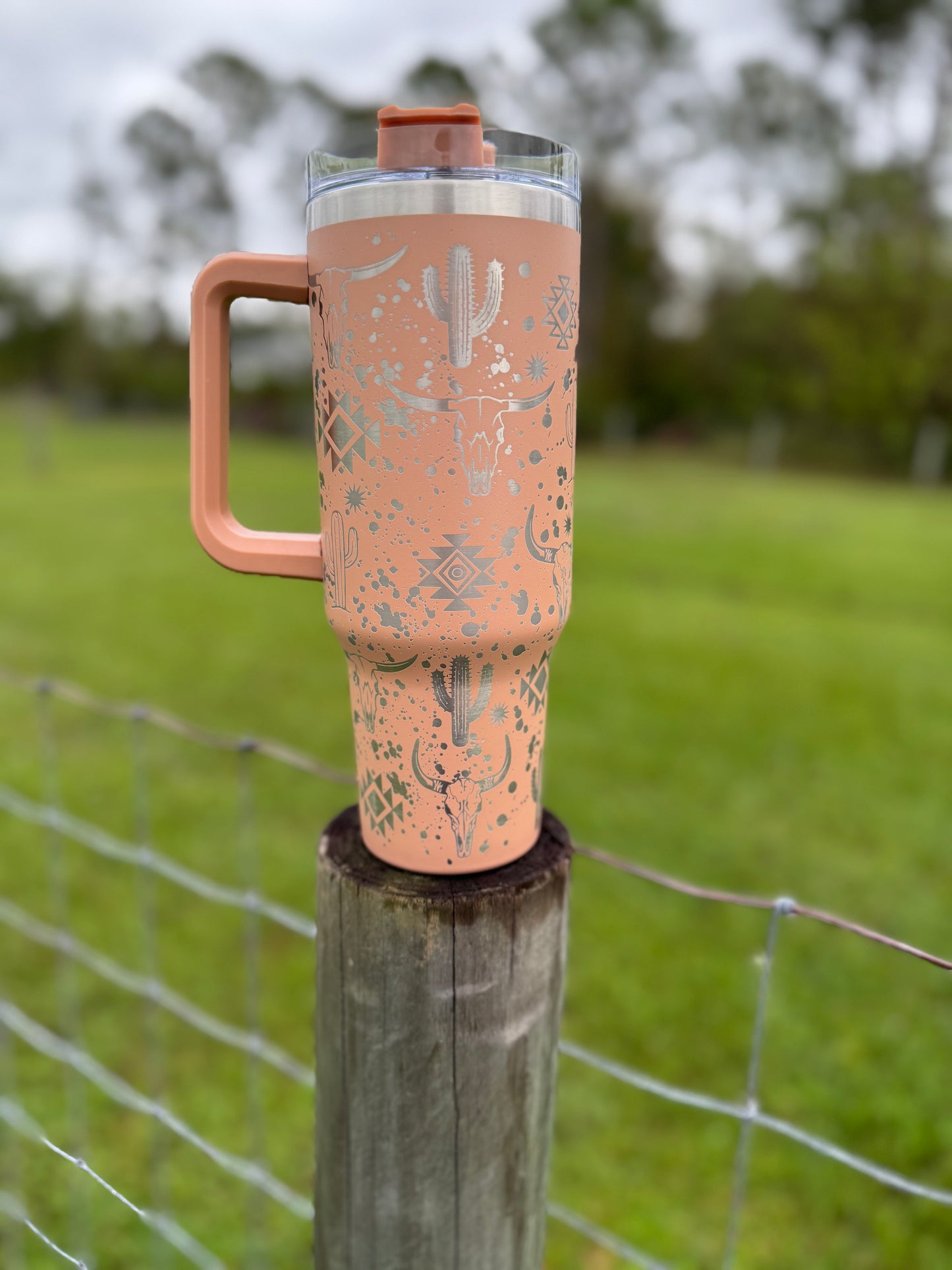 Engraved Tumbler 40 oz “ Western Paint Splatter “