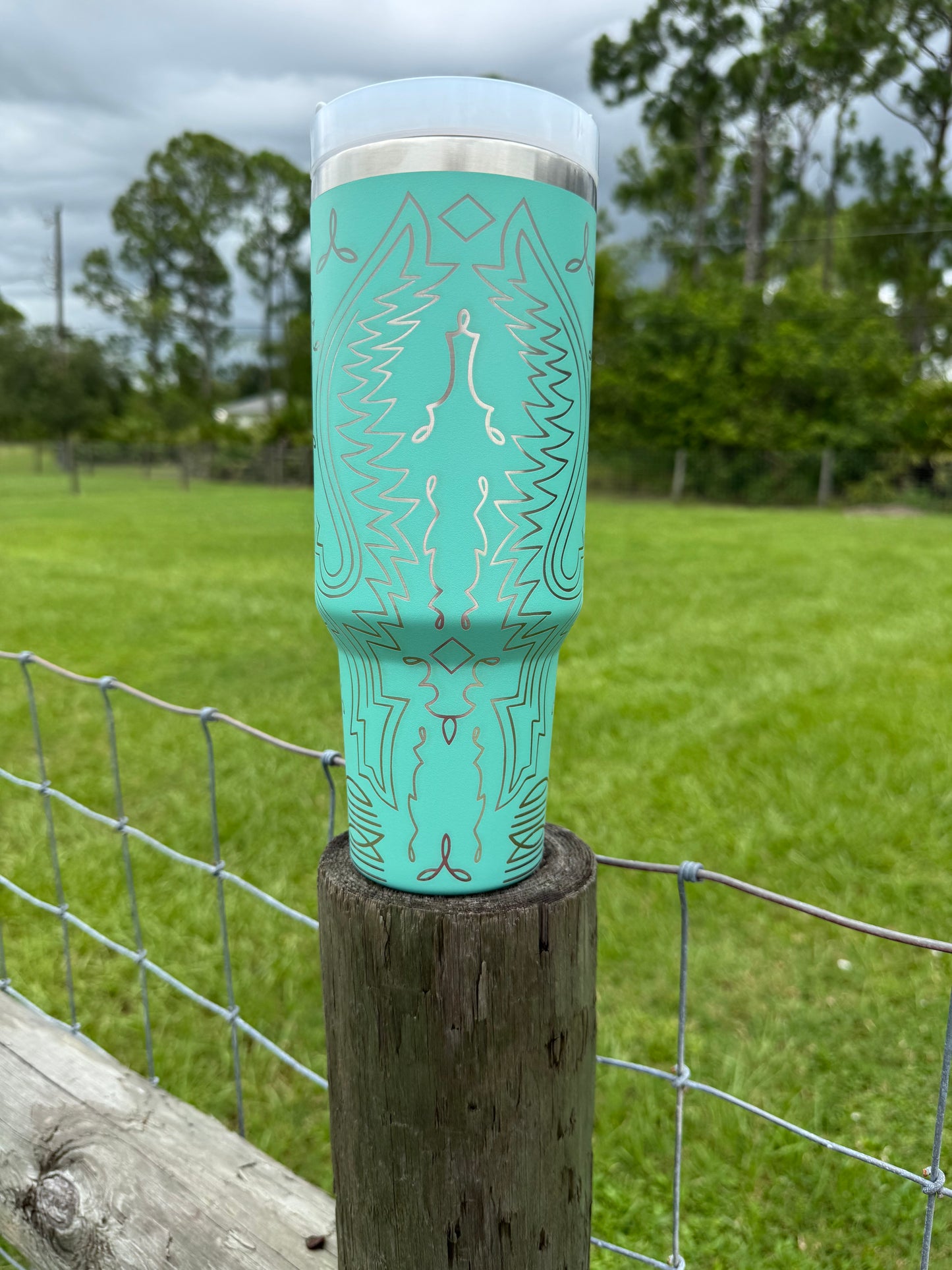 Engraved Tumbler 40 oz “Boot Stitch”