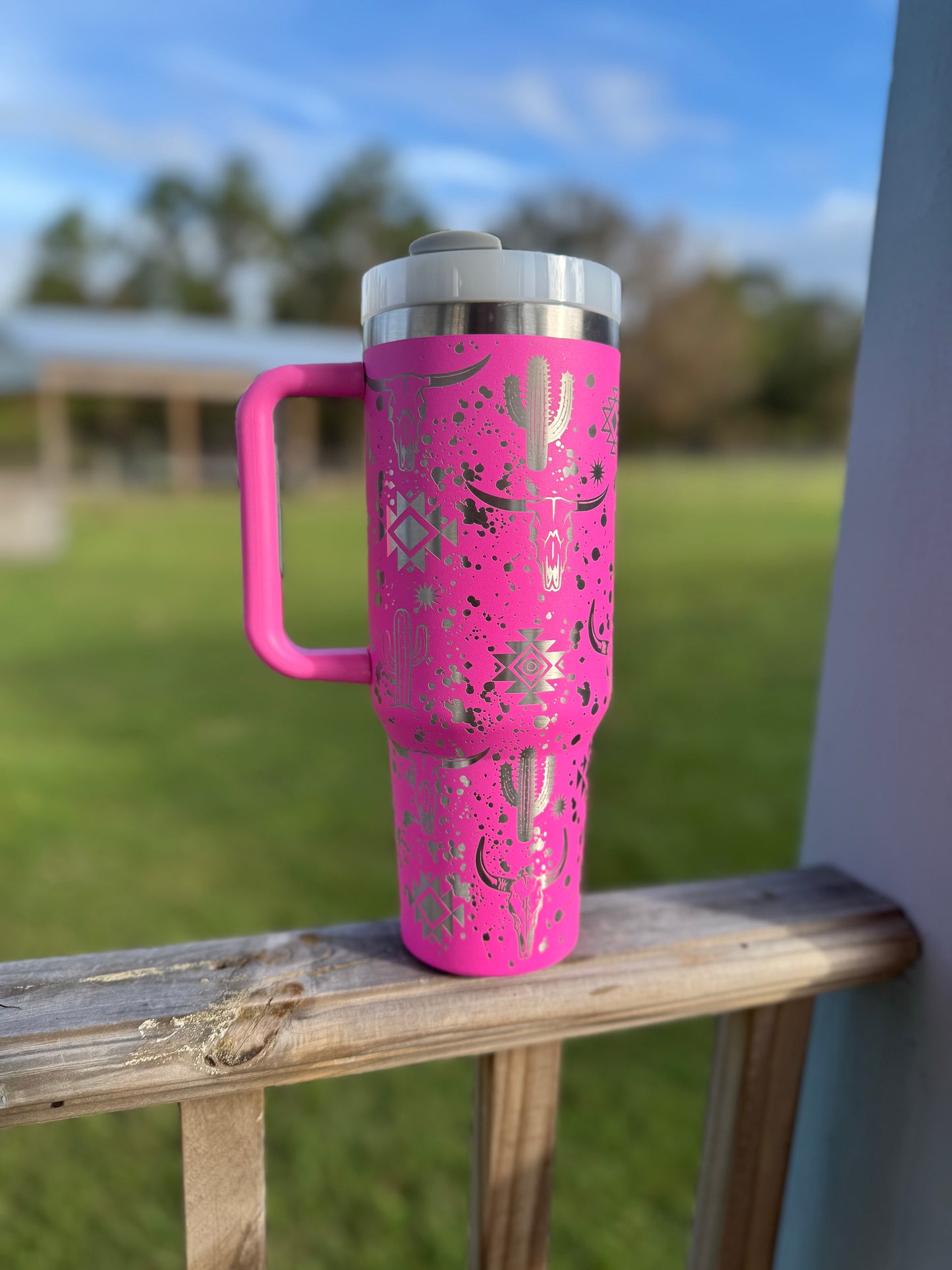 Engraved Tumbler 40 oz “ Western Paint Splatter “