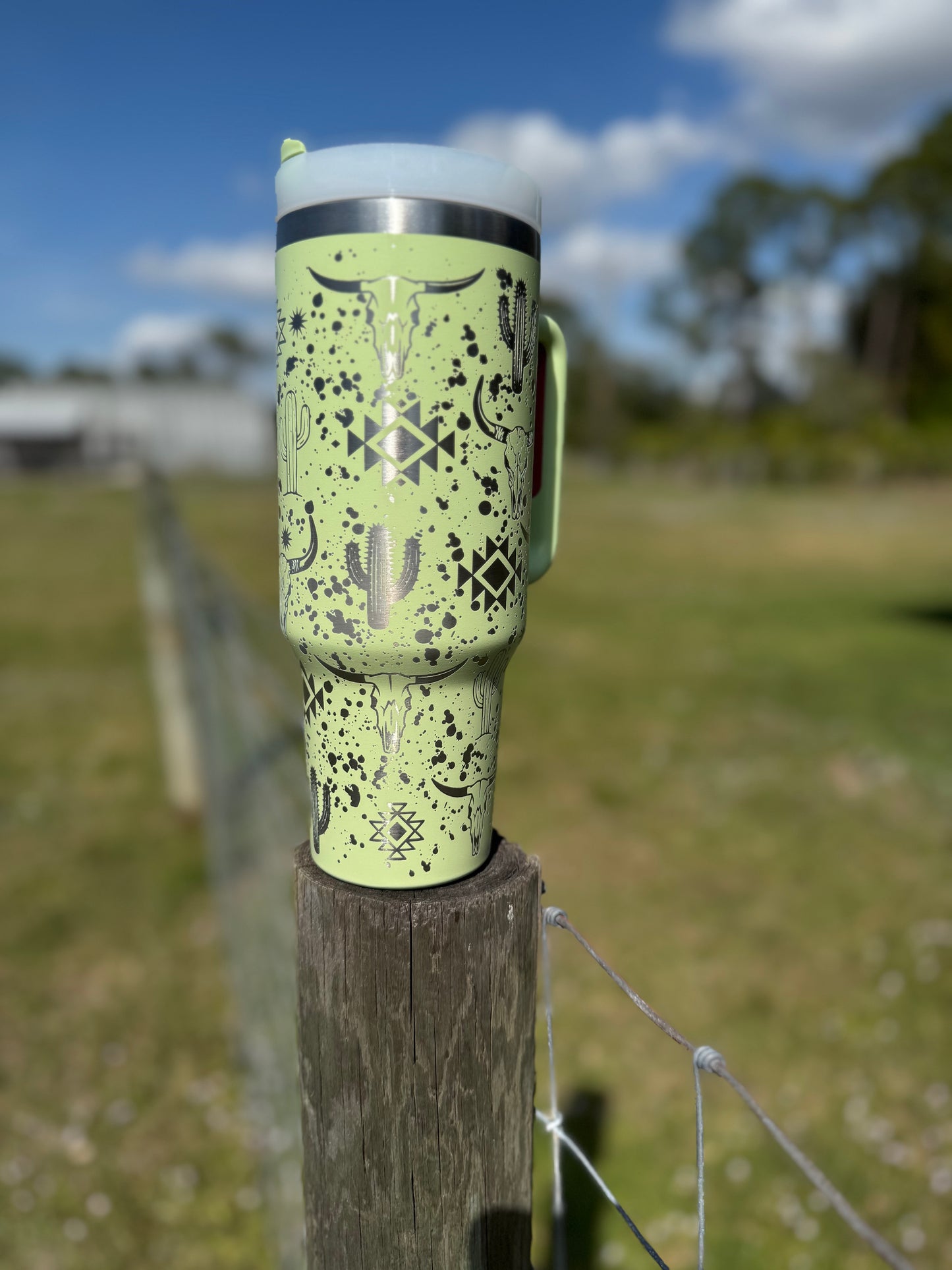 Engraved Tumbler 40 oz “ Western Paint Splatter “