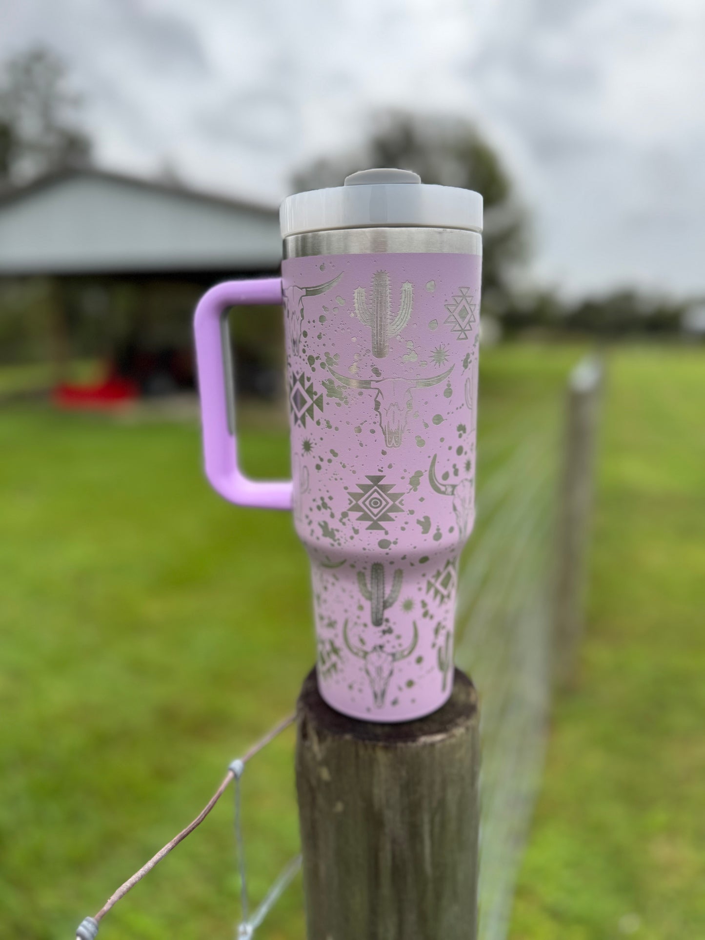 Engraved Tumbler 40 oz “ Western Paint Splatter “