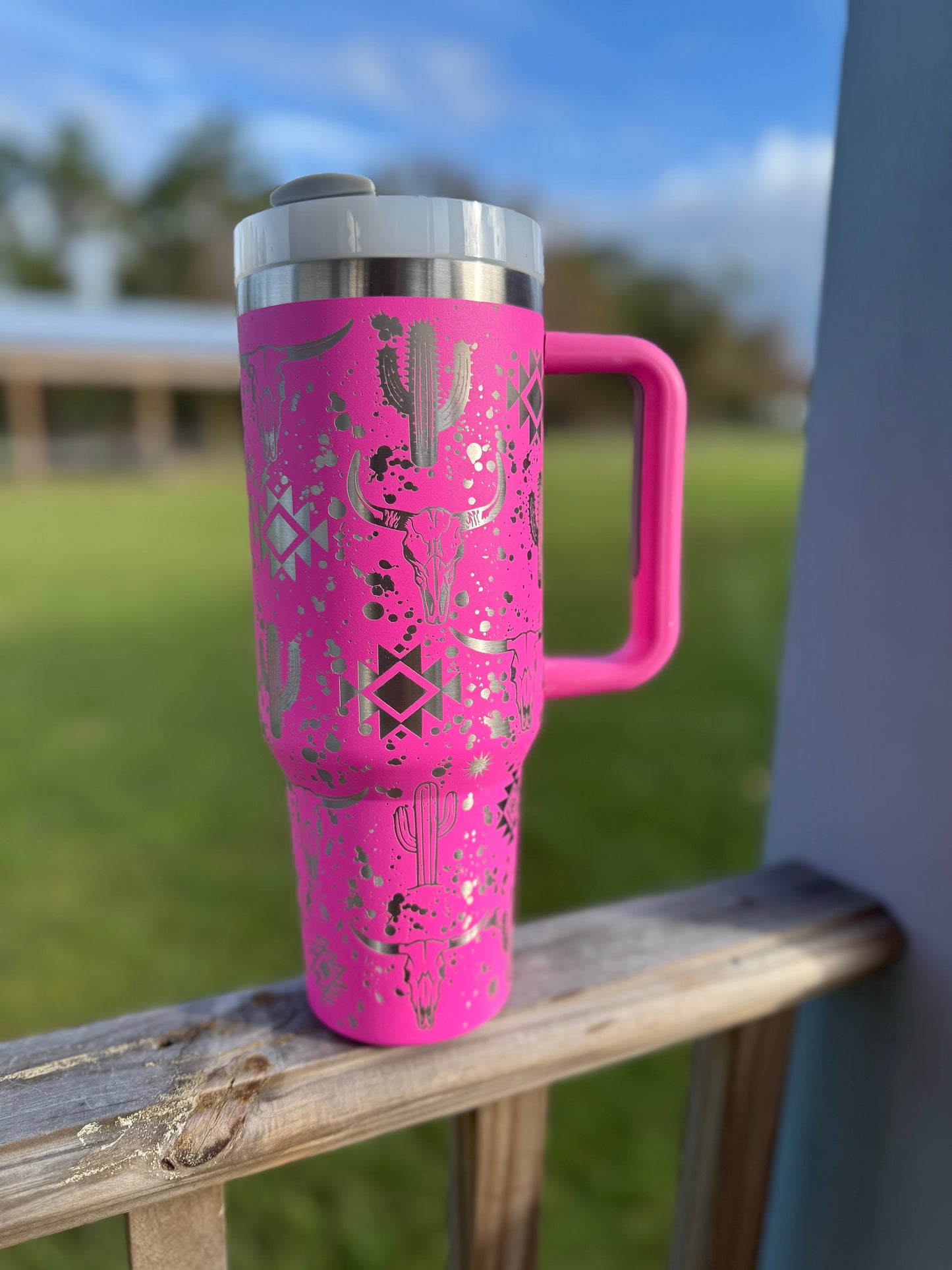 Engraved Tumbler 40 oz “ Western Paint Splatter “