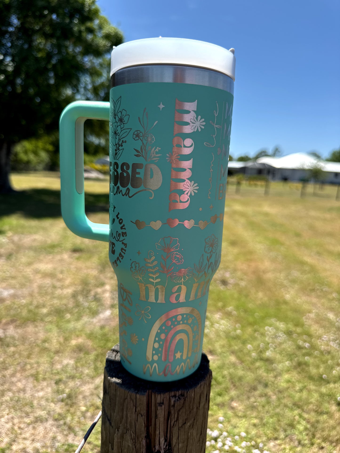 Engraved Tumbler 40 oz “Mama Blessed”