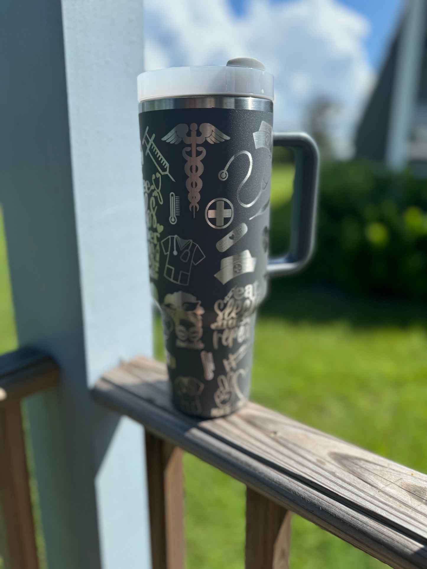 “Nurse Scrubs &Coffee” Engraved Tumbler 40 oz