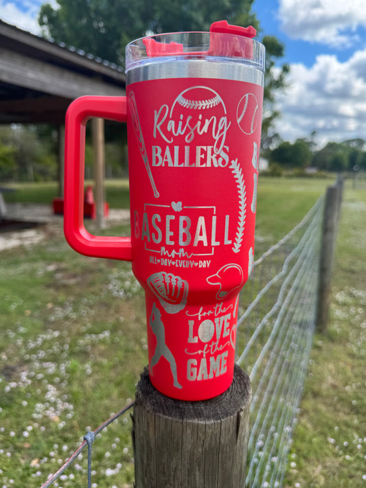 Engraved Tumbler 40 oz “Baseball Mom”
