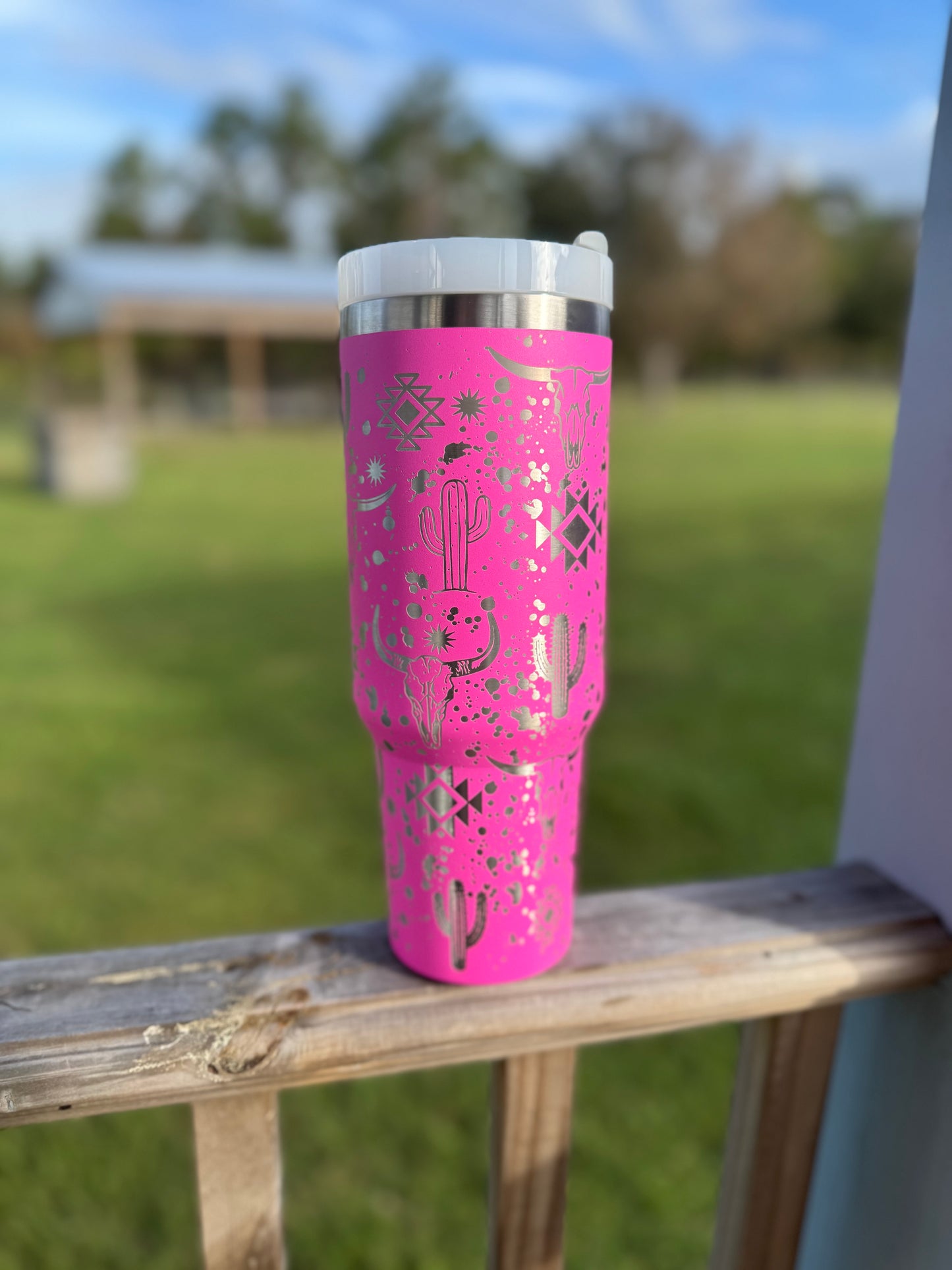 Engraved Tumbler 40 oz “ Western Paint Splatter “