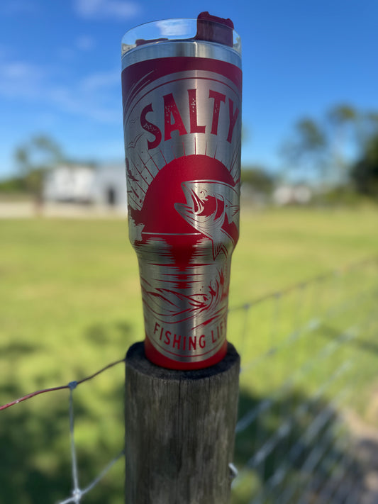 “Salty Fishinglife” Engraved Tumbler 40 oz
