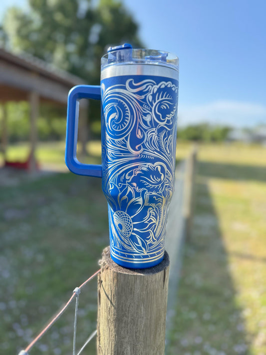 Engraved Tumbler 40 oz “Tooled Leather”